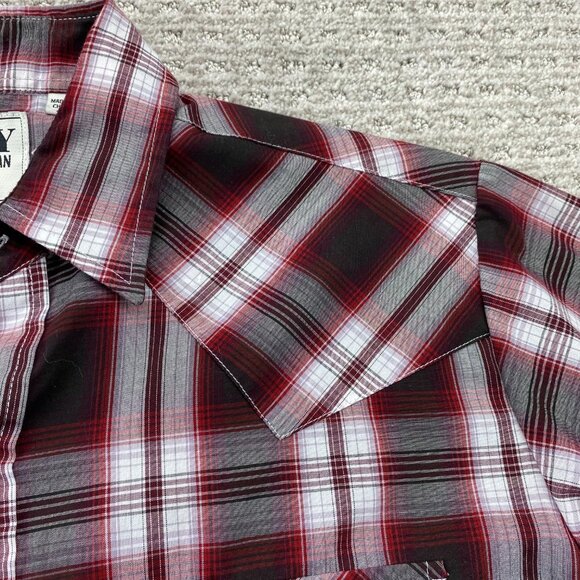 Ely Cattleman Western Shirt Men Medium M Red White Plaid Button Up Cowboy Ranch - Picture 4 of 10